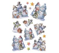 Ideen mit Herz Feuille d'autocollants - 3D - En relief - Gaufrage de qualité supérieure avec effet 3D - Feuille DIN A4 avec différents motifs (famille de bonhommes de neige 02)
