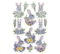 Ideen mit Herz - Feuille d'autocollants - 3D - En relief - Gaufrage de qualité supérieure avec effet 3D - Feuille DIN A4 avec différents motifs (Pâques, lapins mignons 02)