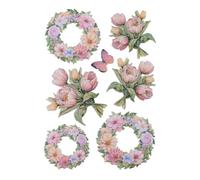 Ideen mit Herz - Feuille d'autocollants - 3D - En relief - Gaufrage de qualité supérieure avec effet 3D - Images de fenêtre - Scrapbooking - Feuille DIN A4 avec de nombreux motifs (bouquets de tulipes