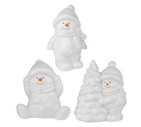Ideen mit Herz Figurines décoratives bonhommes de neige 2 | 3 designs & tailles | blanc | 3 pièces