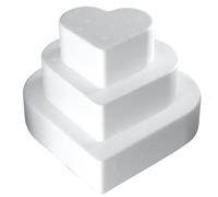 Ideen mit Herz Gâteau en polystyrène en forme de cœur | Gâteau en cœur à trois étages | 3 socles en polystyrène en forme de cœur | Petit : 11,3 x 10,1 cm | Moyen : 17 x 15,2 cm | Grand : 22,7 x 20,4