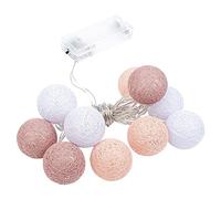 Ideen mit Herz Guirlande lumineuse avec 10 LED - Fonctionne avec piles - 10 boules en coton en 3 couleurs - Diamètre 35 mm par boule - Avec minuterie (blanc, abricot, vieux rose)