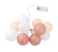 Ideen mit Herz Guirlande lumineuse avec 10 LED - Fonctionne avec piles - 10 boules en coton en 3 couleurs - Diamètre : 60 mm par boule - Avec minuterie (blanc, abricot, vieux rose)