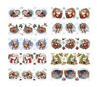 Ideen mit Herz Lot de 10 feuilles d'autocollants transparents de 10 cm x 30 cm - Autocollants colorés pour bricolage et décoration (le Père Noël arrive)