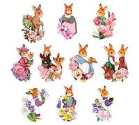ideen mit herz Lot de 10 motifs 3D découpés, env. 7-10 cm, dans un sachet | images pour bricoler et décorer | cartes de vœux DIY | motifs pour scrapbooking et décoration (lapins assidus)