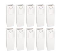 Ideen mit Herz Lot de 10 sacs cadeaux pour bouteilles - 36 x 12 x 10 cm - Idéal pour offrir du vin, du champagne et du champagne (blanc brillant)