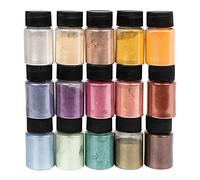 Ideen mit Herz Lot de 15 pigments de couleur à effet métallique - Idéal pour mélanger avec de la résine, de la résine époxy, de la cire de bougie, comme colorant de savon - 10 g chacun (vintage