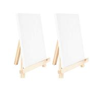 Ideen mit Herz Lot de 2 chevalets, mini, avec toiles assorties sur châssis, blancs, en bois, décoration de table, toile : 18 x 12 cm, chevalet : 20 x 16 cm