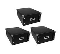 Ideen mit Herz Lot de 3 boîtes de rangement avec couvercle - Pliable - En carton et métal - 16 litres - 40,5 cm x 28 cm x 14,5 cm (noir)