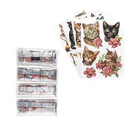 Ideen mit Herz Lot de 4 feuilles au format A4 - Autocollants amovibles individuellement - Avec pierres précieuses (chats)