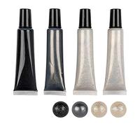 Ideen mit Herz Lot de 4 stylos à perles métallisés - 25 ml - Aspect perle pour papier, textile, noir, argent antique, 2 blancs