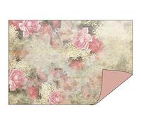 Ideen mit Herz Lot de 50 feuilles de papier décoratif au design duo - 1 côté avec décor - 1 côté uni - 10 x 15 cm - Papier pliable - Papier de bricolage - Papier décoratif - 110 g/m² - Roses