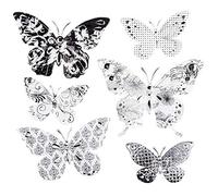 Ideen mit Herz Lot de 6 stickers pop up en 3D en forme de papillons Dimensions de la feuille : 19 x 21 cm Idéal pour le scrapbooking, la décoration murale, la décoration (argent avec finition