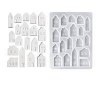 Ideen mit Herz Moule en silicone - Maisons - Pour 19 maisons de différentes tailles et designs - Pour plâtre, béton, résine époxy - Moules - Qualité alimentaire