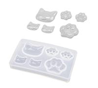 Ideen mit Herz Moule en silicone | Tête de chat et pattes | Pour 3 têtes et 3 pattes de différentes tailles | Pour résine époxy, peinture à la résine UV ou plâtre | Moulage | Convient à un usage