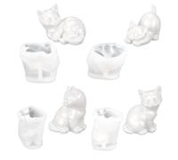 Ideen mit Herz | Moules en silicone pour chats | Lot de 4 | Créez des figurines de chats vous-même | DIY | Moule à couler pour époxy, plâtre, béton, cire ou savon | Approprié pour les aliments