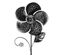 Ideen mit Herz Moulin à vent en métal - Pour le jardin - Noir - Carillon à vent - Décoration de jardin - Idéal pour peindre et décorer (Design 6 - Diamètre 18 cm - Hauteur 50 cm)