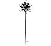 Ideen mit Herz Moulin à vent en métal - Pour le jardin - Noir - Carillon éolien - Décoration de jardin - Idéal pour peindre et décorer (design 3 - Diamètre : 29,5 cm - Hauteur : 107 cm)
