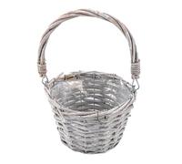 Ideen mit Herz Panier en Osier et Bois de Saule | Film Inclus | Présentation, Emballage Cadeau, Décoration | Diamètre 15 cm, Hauteur 26 cm | Fleurs (Gris)