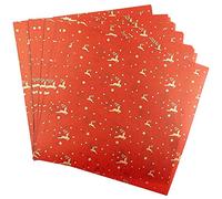 Ideen mit Herz Papier calque | 100 feuilles | 110 g/m² | papier plié idéal pour réaliser des étoiles ou origami| papier artisanal transparent de Noël (cerf | rouge/or, 20 x 20 cm)