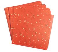 Ideen mit Herz Papier calque | 100 feuilles | 110 g/m² | papier plié idéal pour réaliser des étoiles ou origami| papier artisanal transparent de Noël (étoiles | rouge/or, 15 x 15 cm)