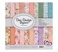Ideen mit Herz Papier double design - Bloc de 20 feuilles de papier de bricolage - 25 x 25 cm - 250 g/m² - Impression des deux côtés - Papier design - Idéal pour le scrapbooking (mariage 01)