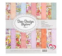 Ideen mit Herz Papier double design - Bloc de 20 feuilles de papier de bricolage - 25 x 25 cm - 250 g/m² - Impression des deux côtés - Papier design - Idéal pour le scrapbooking (Elfes 01)