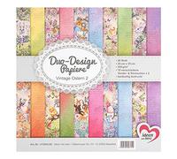 Ideen mit Herz Papier double design - Bloc de 20 feuilles de papier de bricolage - 25 x 25 cm - 250 g/m² - Impression des deux côtés - Papier design - Idéal pour le scrapbooking (vintage Pâques 02)