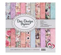 Ideen mit Herz Papier double design - Bloc de 20 feuilles de papier de bricolage - 25 x 25 cm - 250 g/m² - Impression des deux côtés - Papier design - Idéal pour le scrapbooking (Vintage 4)