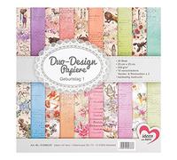 Ideen mit Herz Papier double design - Bloc de 20 feuilles de papier de bricolage - 25 x 25 cm - 250 g/m² - Impression des deux côtés - Papier design - Idéal pour le scrapbooking (anniversaire 01)