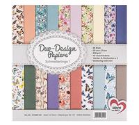 Ideen mit Herz Papiers décoratifs Duo-Design | Bloc de 20 Feuilles de Papier Craft | 25 x 25 cm | 250g/m² | imprimées Recto-Verso | Papier Dessin à Motifs | idéal pour Scrapbooking (Papillons 01)