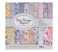 Ideen mit Herz Papiers décoratifs Duo-Design | Bloc de 20 Feuilles de Papier Craft | 25 x 25 cm | 250g/m² | imprimées Recto-Verso | Papier Dessin à Motifs | idéal pour Scrapbooking (Campanules 03)