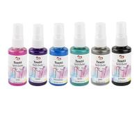 ideen mit herz Peinture textile en spray | permanent | 6 x 50 ml | 6 couleurs | haute brillance pour textiles clairs | à base d'eau (rose, violet, turquoise, bleu ciel, gris, noir)