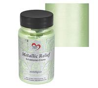 Ideen mit Herz Pochoir Crème métallisée à relief | Pâte à structure fine | Peinture pour pochoir | Pâte à pochoir | 90 ml | à base d'eau (vert pastel)