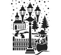Ideen mit Herz Pochoir en plastique laser DIN A4 | Idéal pour la décoration textile, la décoration murale, les fenêtres, le papier, le scrapbooking, les enfants (bonhomme de neige et lanterne)