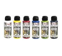 ideen mit herz Pouring Acrylique Kit | 6 couleurs à 120 ml | médium de coulage déjà intégré dans la peinture, aucun mélange requis (blanc, jaune, rouge, vert, bleu et noir)