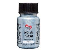 Ideen mit Herz Royal Flash | peinture métallique acrylique | brillance métallique, avec de fines particules de paillettes | séchage rapide | à base d'eau | 50 ml (bleu aqua)