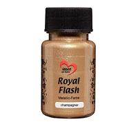 ideen mit herz Royal Flash | peinture métallique acrylique | brillance métallique, avec de fines particules de paillettes | séchage rapide | à base d'eau | 50 ml (champagne d'or)