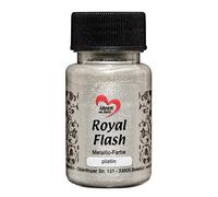 ideen mit herz Royal Flash | peinture métallique acrylique | brillance métallique, avec de fines particules de paillettes | séchage rapide | à base d'eau | 50 ml (platine)