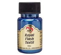 ideen mit herz Royal Flash Textile | peinture textile métallique | haute brillante & couvrante | convient aux textiles légers et foncés | à Base d'Eau | 50 ml (bleu)