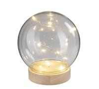 Ideen mit Herz Socle LED en bois rond avec boule, Ø 8,3 cm, hauteur 2 cm, avec 10 LED en blanc chaud