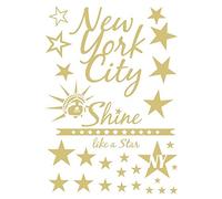 ideen mit herz Transfert métallique de Repassage | Brillant | 25 x 34 cm | Décorez Les Textiles tels Que Les t-Shirts et Les Sacs avec Motifs à Repasser | Design Textile DIY (New York | Or)