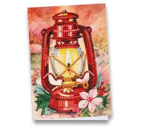 Idées avec coeur Idées avec coeur Diamond Painting Carte de vœux | Din B6 (11,5 x 16,5 cm) | 370 g/m² | Comprend une enveloppe et des outils (lanterne avec fleur)