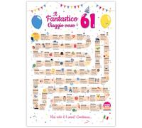 Idées cadeaux 61 ans anniversaire femme et homme - Carte de vœux 61 ans femme et homme pour ami et ami - décorations d'anniversaire 1964 cadeaux - fête décorations anniversaire 61 ans