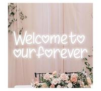 Idées cadeaux créatives pour enseignes lumineuses Enseigne lumineuse LED « Bienvenue dans notre éternité » Décoration murale pour mariage 42 x 17 cm(Blanc)