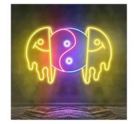 Idées cadeaux créatives pour enseignes lumineuses Enseigne lumineuse néon Visage souriant déformé à luminosité réglable, 35 cm x 55(E)