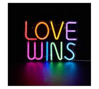 Idées cadeaux créatives pour enseignes lumineuses Lampe lumineuse « L'amour triomphe » en néon, décoration murale pour chambre ou anniversaire, 35x 27cm