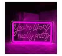 Idées cadeaux créatives pour enseignes lumineuses Lampe lumineuse LED néon « Tu es vraiment jolie » pour une décoration esthétique de chambre ou salon, 30 cm x 17
