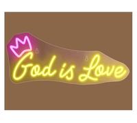 Idées cadeaux créatives pour enseignes lumineuses Lampe lumineuse néon « Dieu est amour » pour décoration de mariage, fiançailles, fête, chambre fille, 42 x 17 cm(A)
