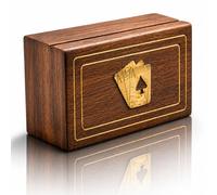 Idées de cadeau d'anniversaire uniques fabriquées à la main classique en bois pour cartes à jouer avec 2 jeux de cartes à jouer « Ace » de qualité supérieure, cadeaux d'anniversaire, de pendaison de